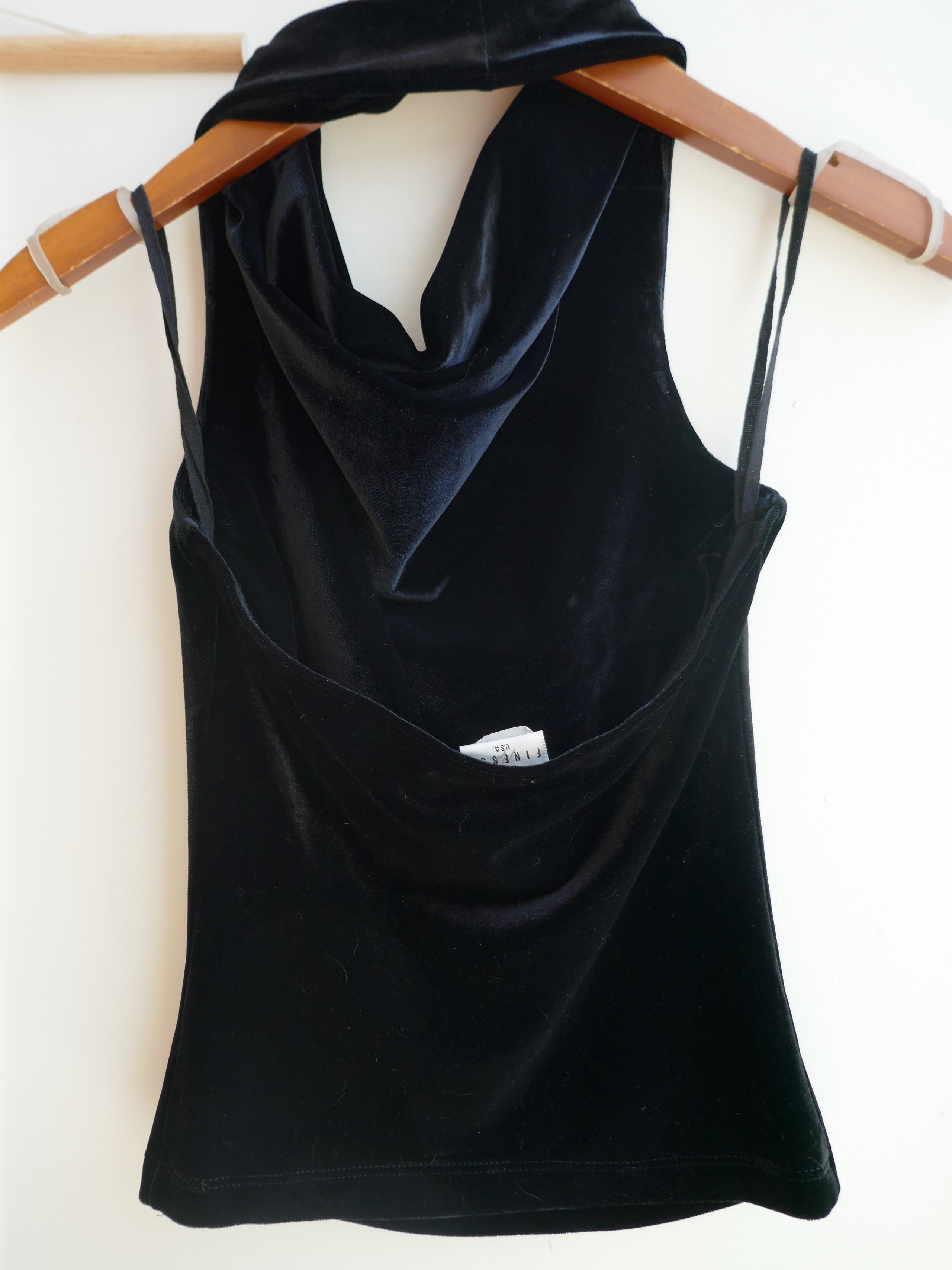 Black velvet halter top on sale